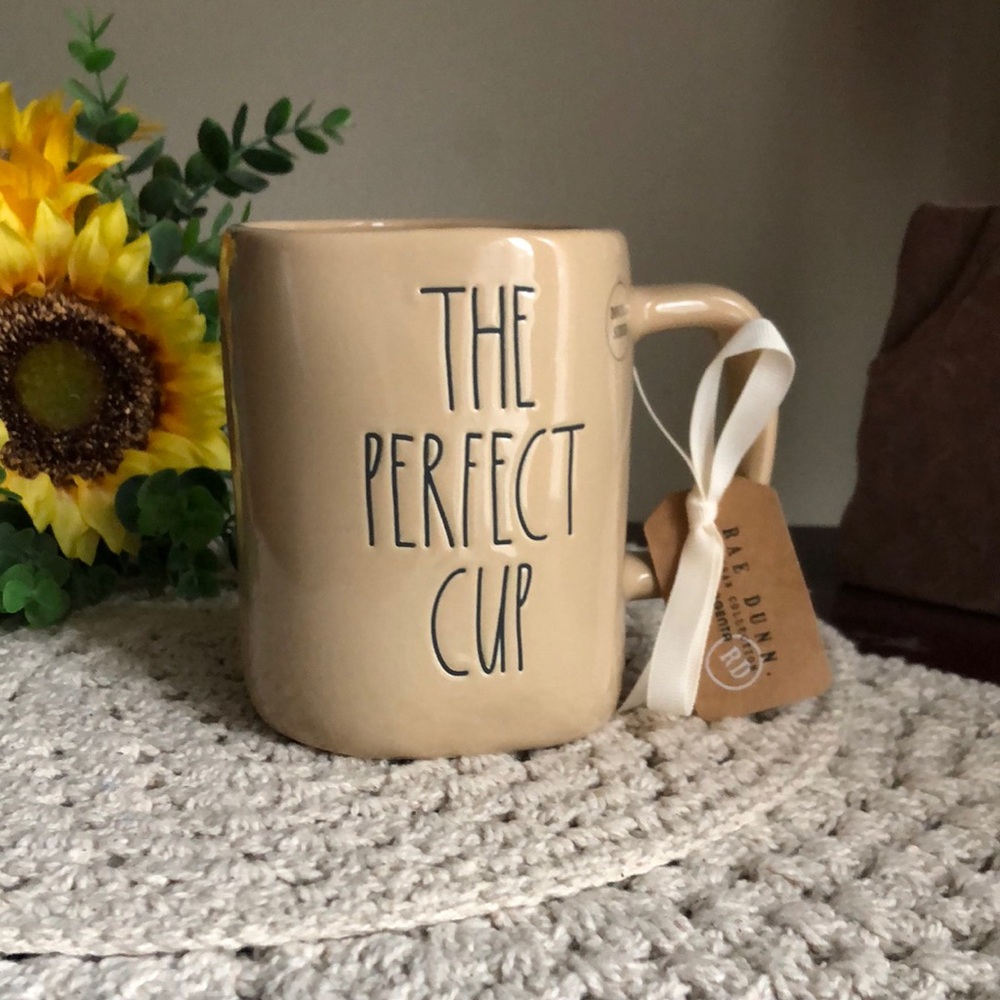 Rae Dunn Beige Ceramic "The Perfect Cup" Mug